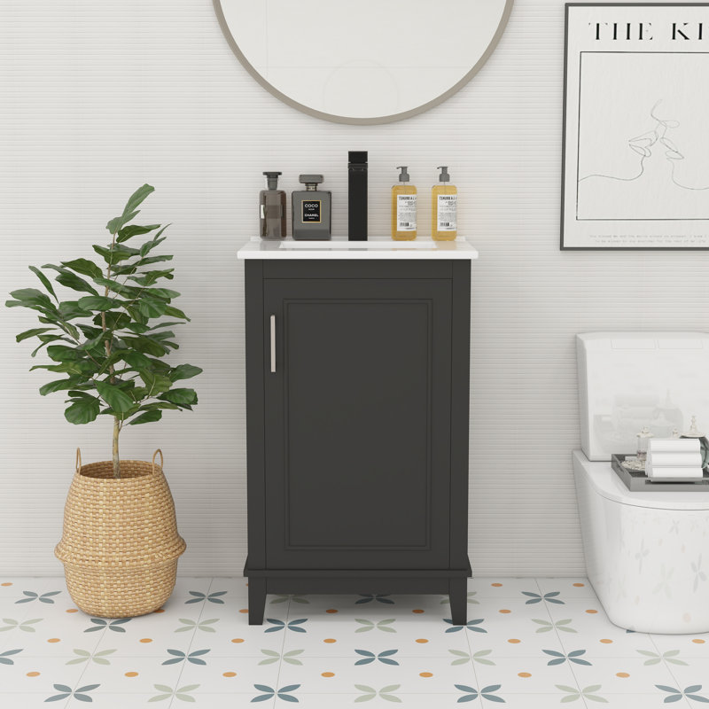 Petit meuble-lavabo 20 pouces, Noir / argenté