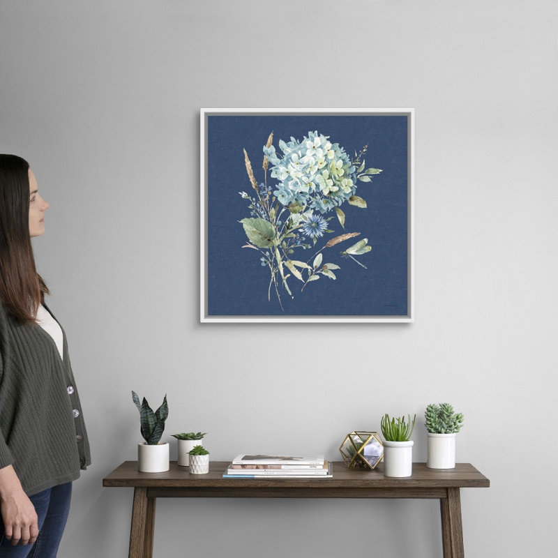«Bohemian Blue 03 on Blue» par Lisa Audit - reproduction d'art, Toile blanche encadrée, H 26 po x l 26 po x P 1,75 po