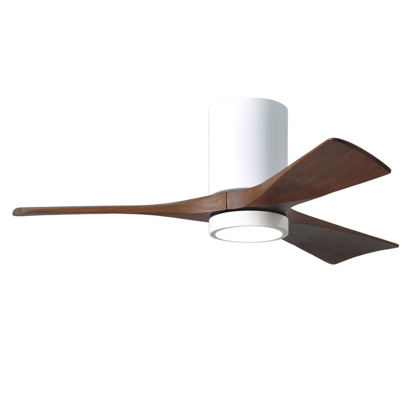 Olivier Ceiling Fan with LED Lights, Gloss White, Walnut, 42"
