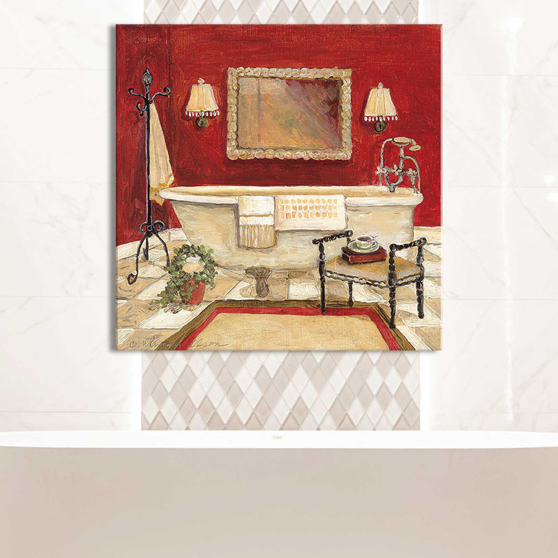 «Salon Rouge IV» par Charlene Olson, H 36 po x l 36 po x P 1,5 po, Toile tendue
