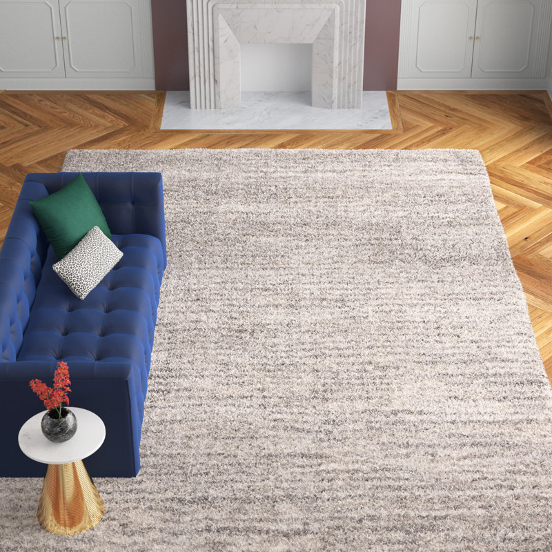 Tapis à poil long gris clair Kennedi, Rectangle 10 pi 2 po x 14 pi 1 po