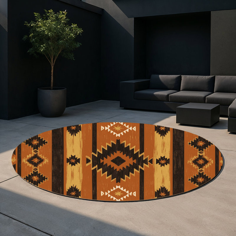Sacred Trails Indoor And Outdoor Area Rug, Round 5'