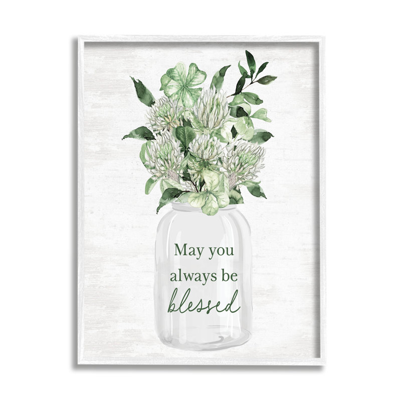 Bb-261-Be Blessed Herb Bouquet, encadré sur bois, Giclée encadrée blanc bord de mer, 14" H x 11" W x 1.5" D