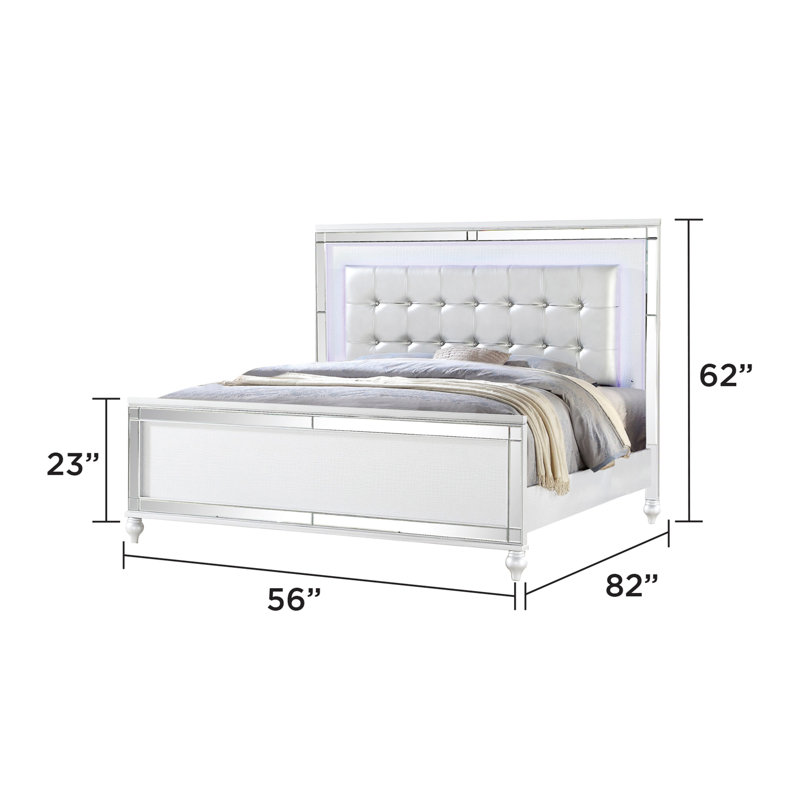 Lit tapissier standard Denard, Double, Blanc