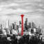 Space Needle en rouge - impression encadrée industrielle avec passepoil blanc-1510682032-1510682038