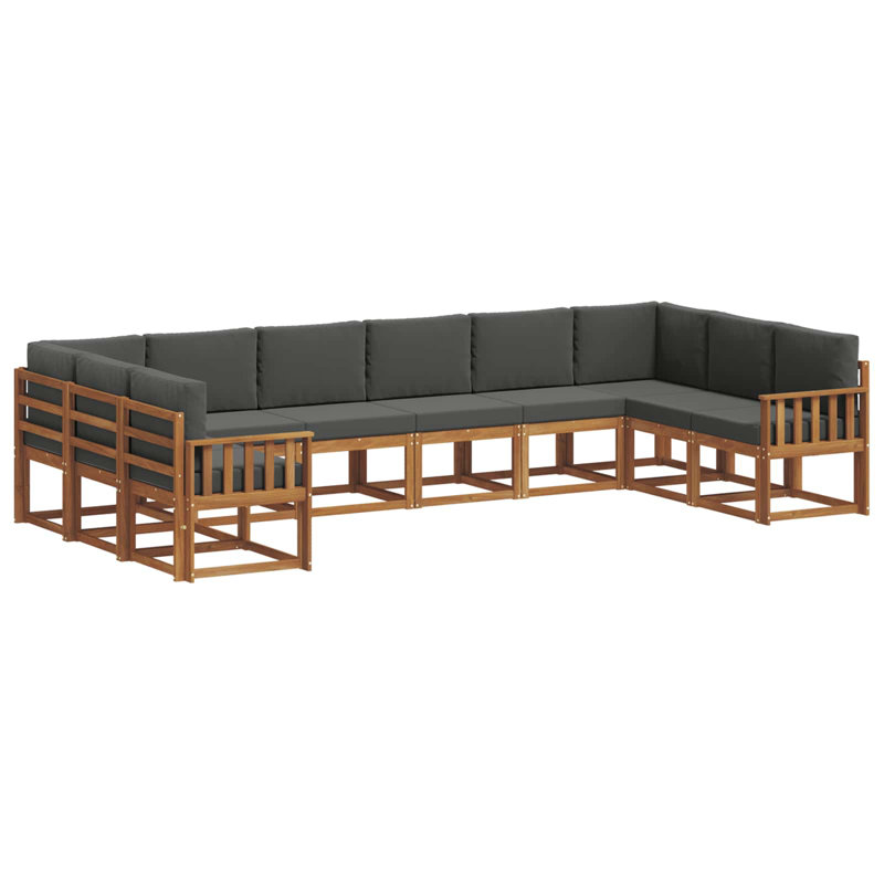  Ensemble de canapé d'extérieur avec coussin 10 pièces naturel et anthracite