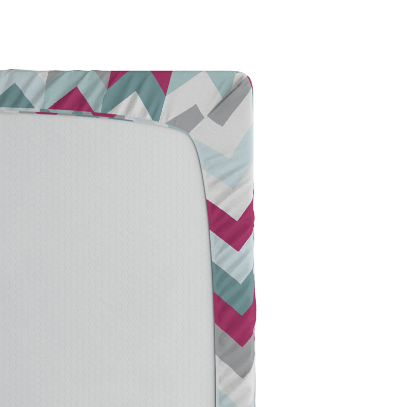 Microfiber Geometric Fitted Sheet, Gray, Full Fitted Sheet