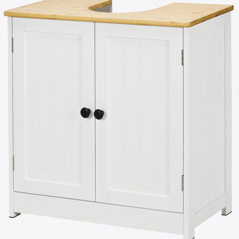 Armoire de salle de bain moderne sous le lavabo, meuble-lavabo mural pour salle de bain, armoire de rangement avec portes doubles et tablette réglable, blanc
