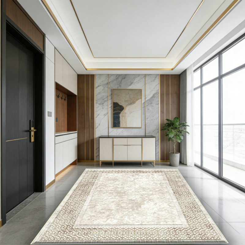 Washable Area Rugs Entryway: Soft Low Pile Mat Machine Washable Indoor Doormat Lightweight Entry Rug Anti Slip Backing Rugs for Living Room Bedroom Kitchen Bathroom Beige