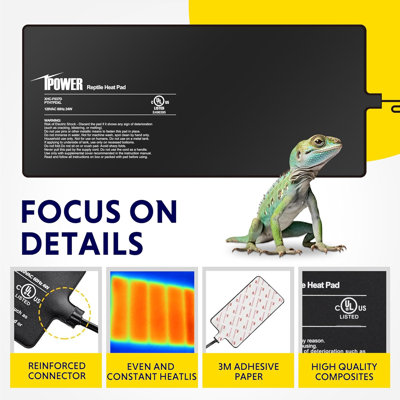 iPower 8X18 Inch Reptile Heat Pad Under Tank Heater Terrarium Warmer Heating Mat for Turtles Lizards Frogs Snake and Other Small Animals 24W, 2Pack