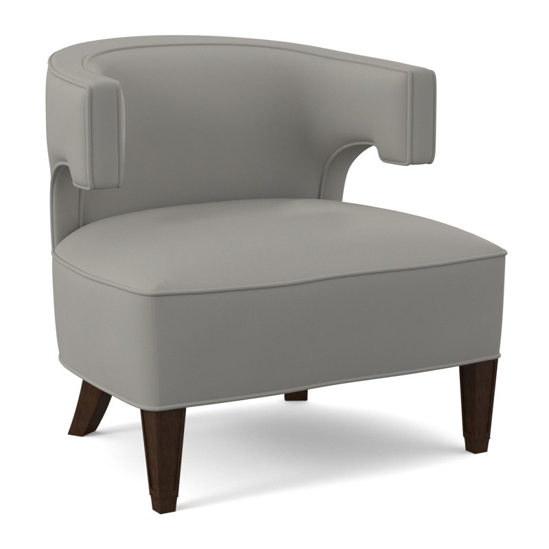 Laurel Upholstered Barrel Chair, American Walnut, Fizz Ivory 100% Polyester