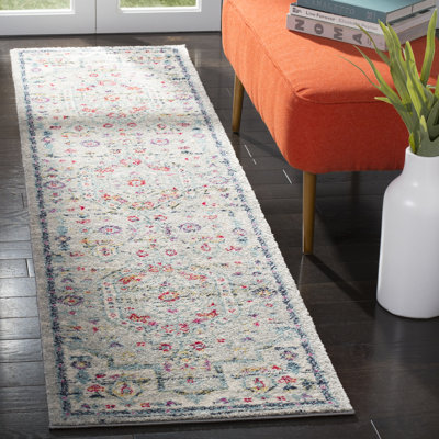 Christa Oriental Light Gray/Fuchsia Area Rug