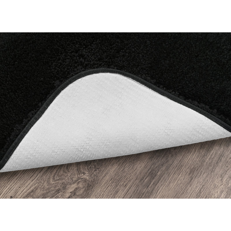 Treye Nylon Bath Rug with Non-Slip Backing, Black, Rectangle 24" x 40"