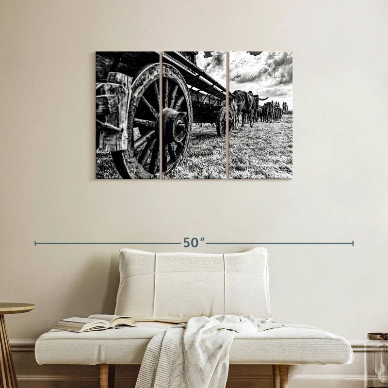 Mehar Bullocks Pulling A Wagon, 24" H x 38" W