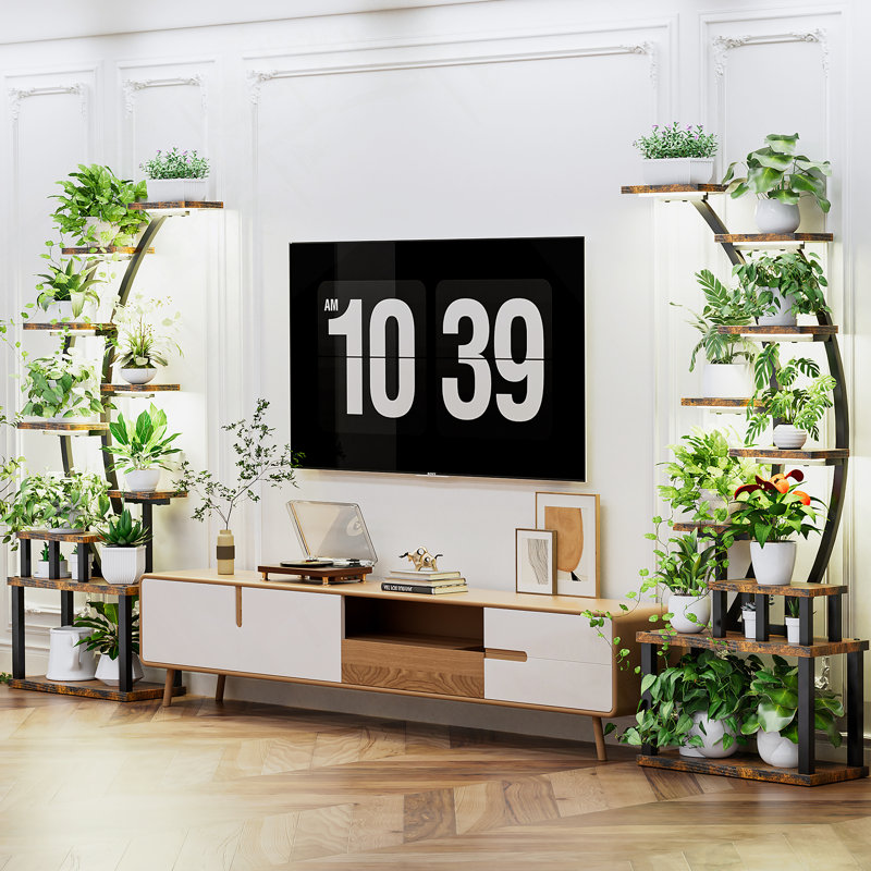 Bibliothèque, support pour plante d'intérieur avec lumières de croissance, tablette à 9 niveaux pour plante d'intérieur