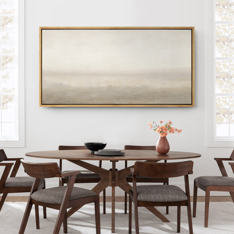 Large Framed Canvas Print Wall Art - Beige Abstract Landscape Print for Modern Neutral Home Decor, Natural, 30" H x 60" W