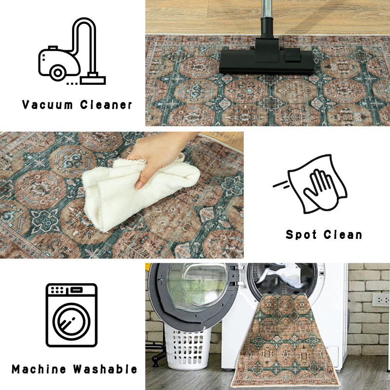 Indoor&Outdoor Washable Printed Carpet Area Rug Non-sliping Backing