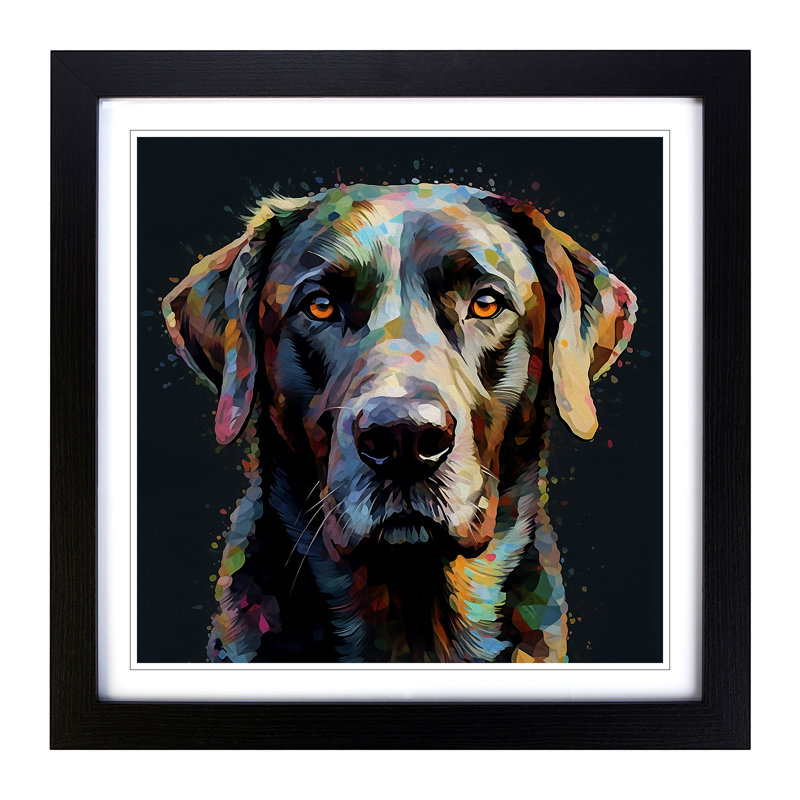 Labrador Retriever Glitch - Framed Print, Black