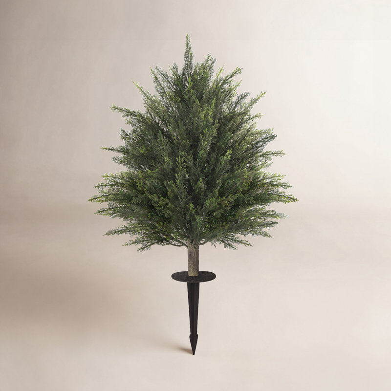 24"Artificial Topiary Cedar Tree with Ground Stake, 32.4" H x 15.7" W x 15.7" D