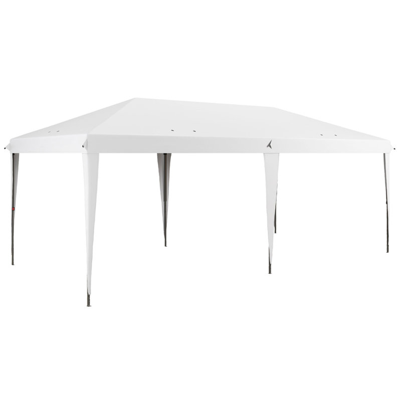 Outsunny 10' X 19.2' Pop Up Canopy Tent, White, 106.3" H x 230.3" W x 116.3" D