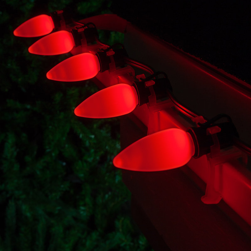 Shatterproof Smooth C9 OptiCore LED Christmas String Lights, 50, Red