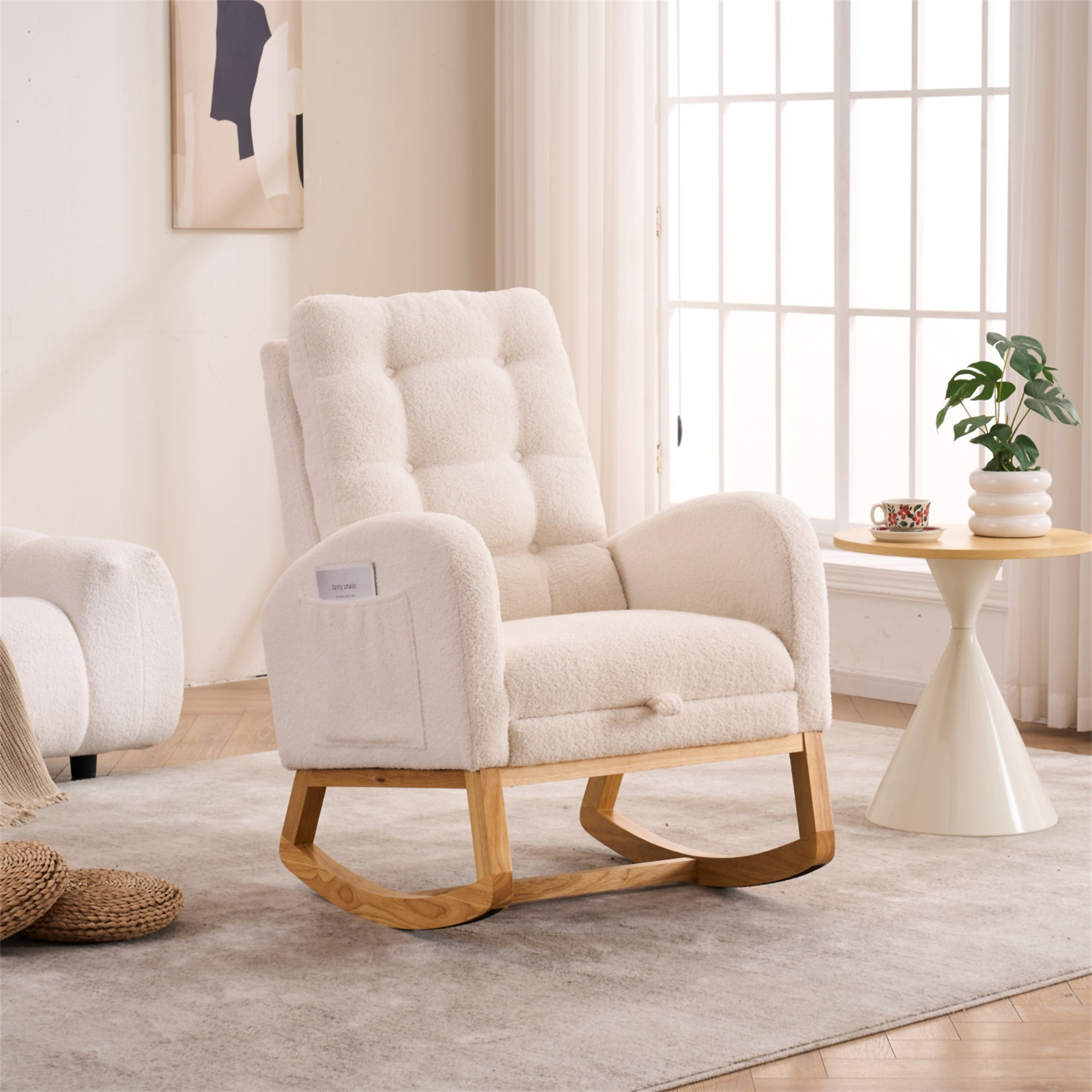 Ophelia & Co. Dark Accent Rocking Chair With Footrest High Back Rubber ...