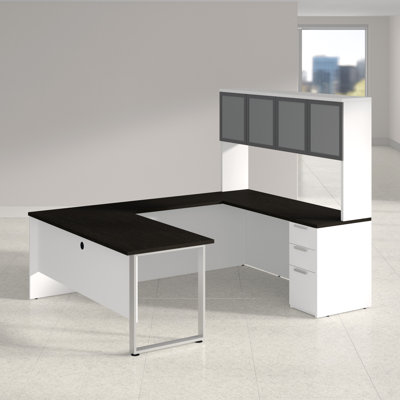 Bureau en coin réversible en U avec rehausse Glidden