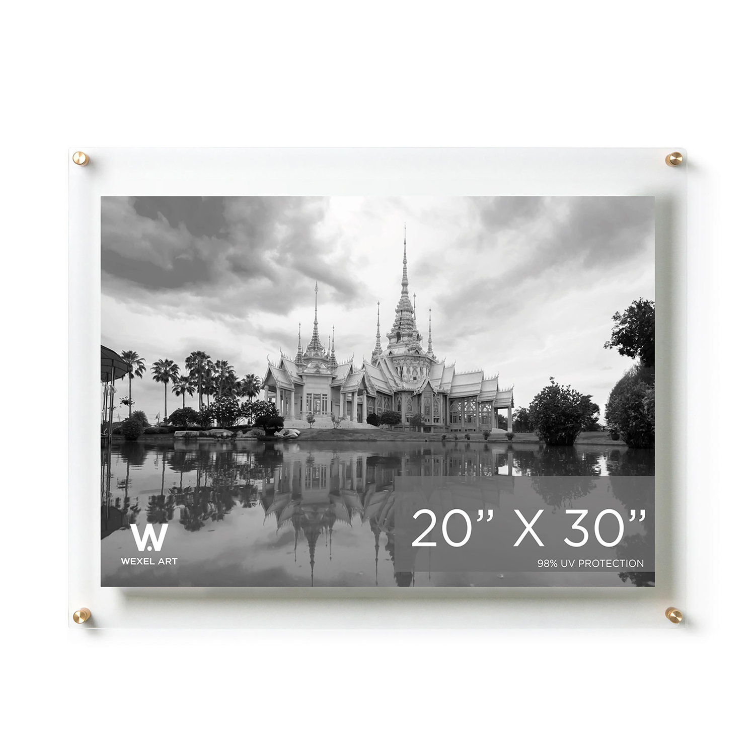 Acrylic Floating Picture Frame, Gold, 20" W x 30" H