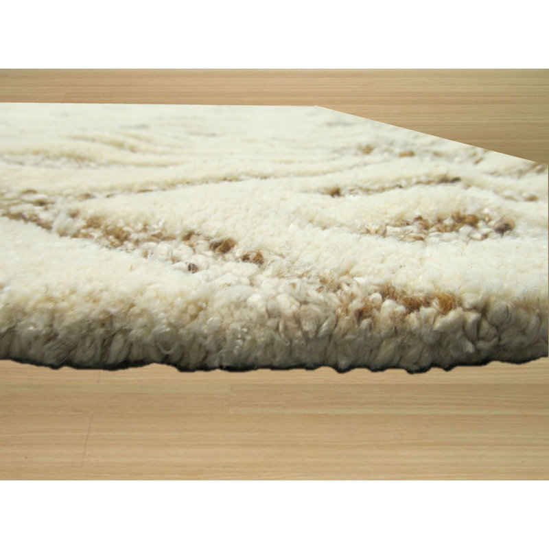 Tapis transitionnel en laine touffeté à la main ivoire et en viscose brun Chloe, Rectangle 8 pi 9 po x 11 pi 9 po