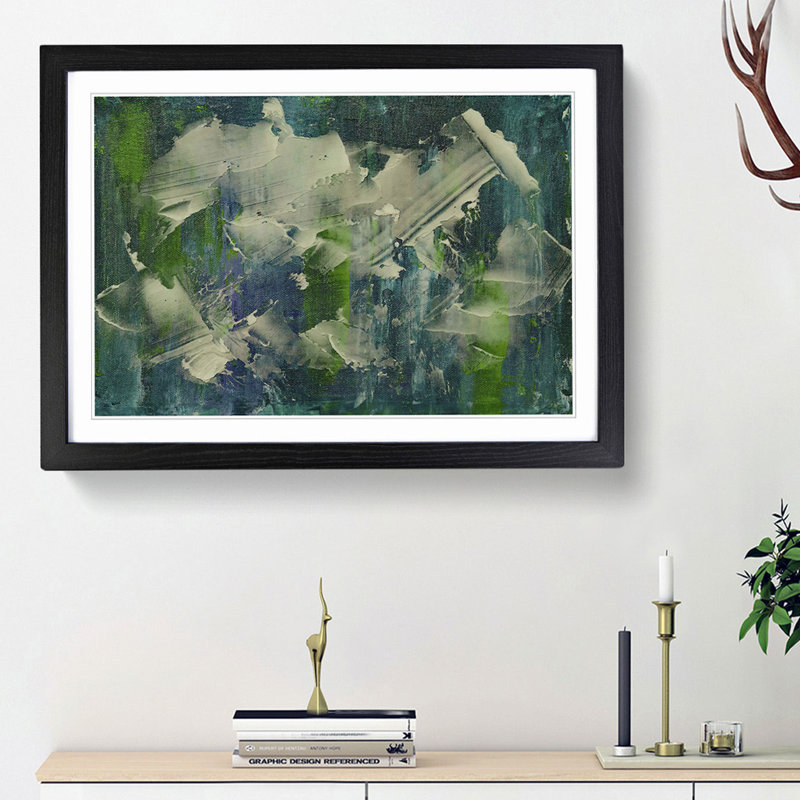 Abstract Art Painting Vol.162 by S.Johnson - Picture Frame Painting Print, 62cm H x 87cm W x 2cm D, Black Framed
