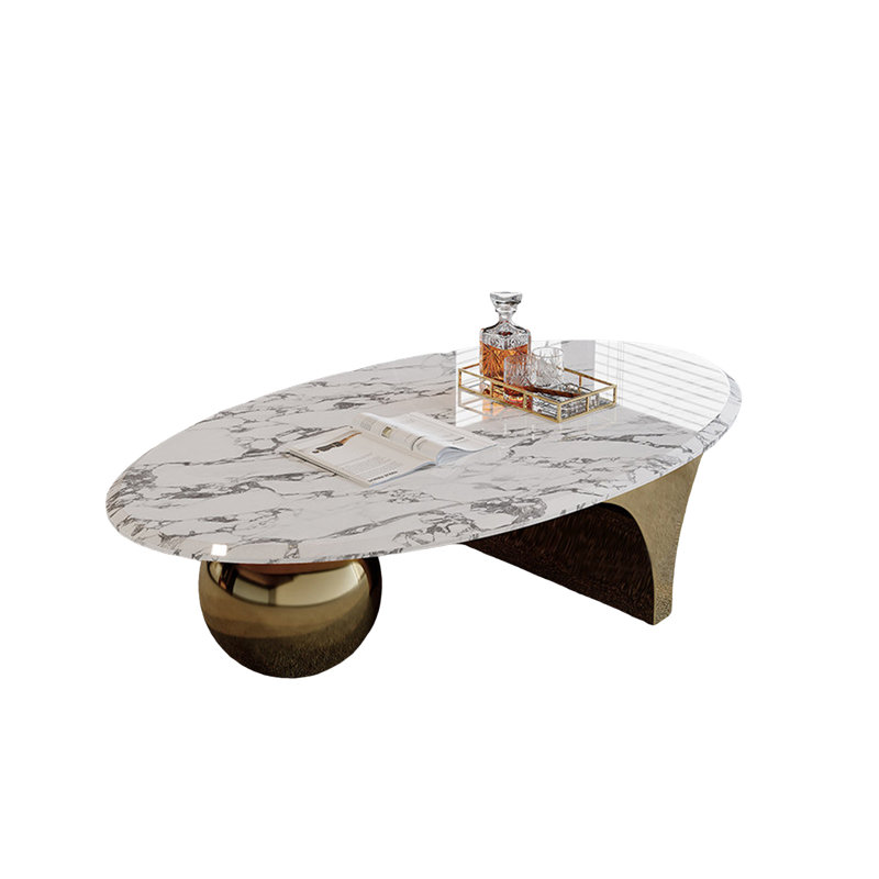 Table basse Modern Luxury, 15.7" H x 47.2" W x 23.6" D, Dark Grey / Gold