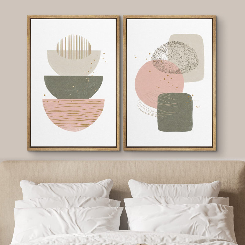 Pastel rose vert et brun clair variété de motifs abstraits de formes modernes et minimalistes chic, Naturel