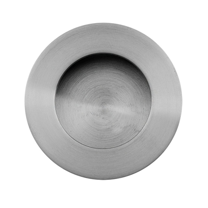 Plaque à tirer ronde, Acier inoxydable satiné, H 3,35 po x l 3,35 po x P 0,51 po