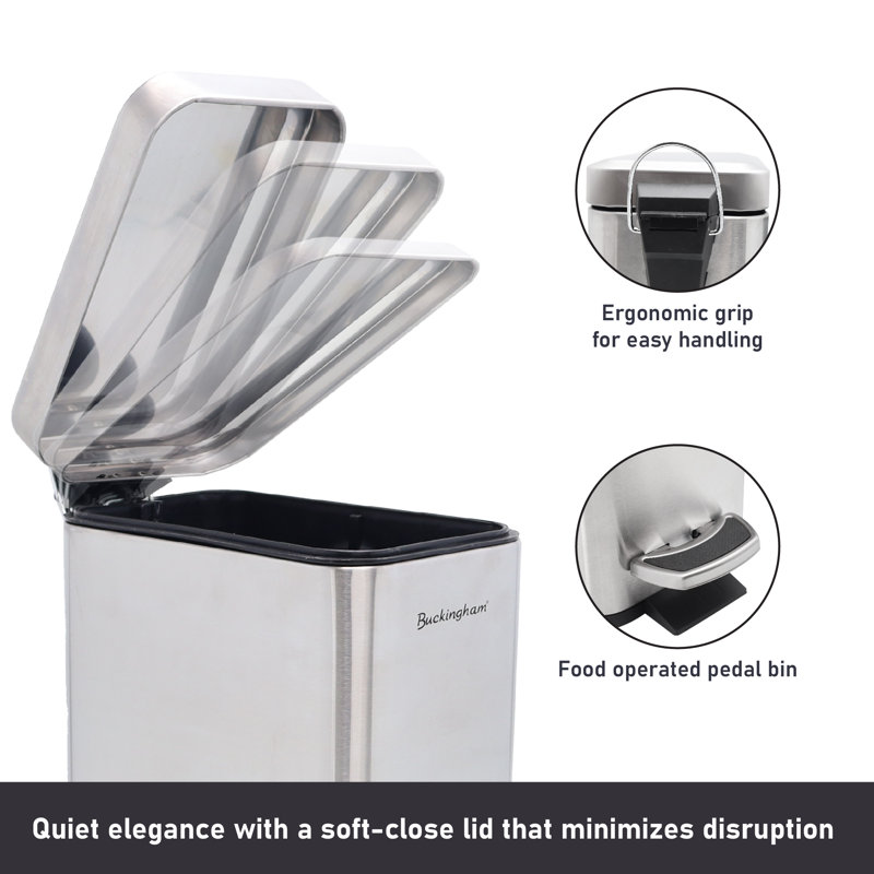 Buckingham Rectangular Slim Pedal Bin Soft Closing