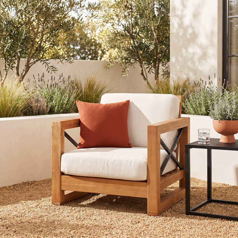 Vella Stainless Steel Outdoor Lounge Chair with Cushions