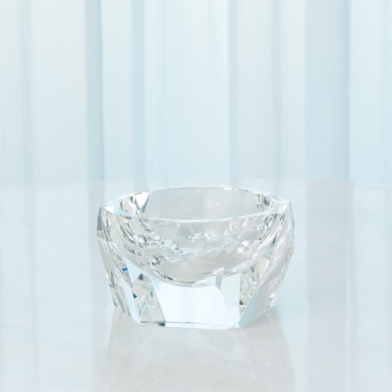 Multi Facet Crystal Bowl, Clear, 4" H x 7" W x 5.5" D