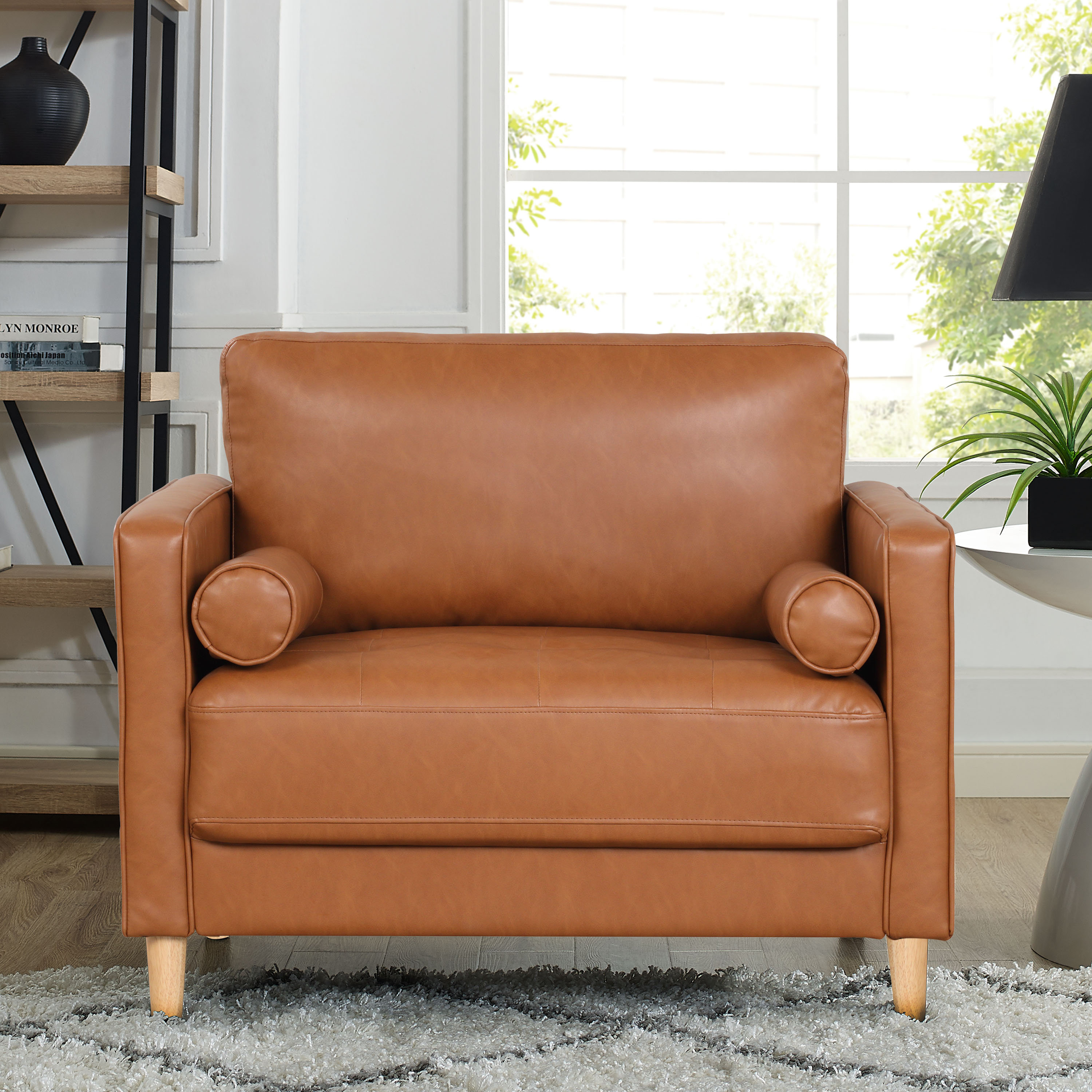 Tufted faux leather chair new arrivals