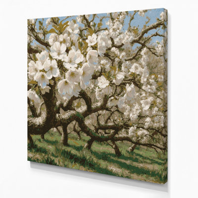 «Botanical Apple Tree Branches», art mural sur toile brune