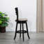 Tabouret pivotant à lattes de 30 po de hauteur de bar, finition espresso, siège en tissu beige-121092150