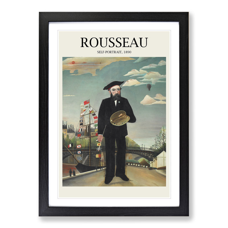 Self Portrait by Henri Rousseau - Picture Frame Painting, Black, 36cm H x 27cm W x 2cm D