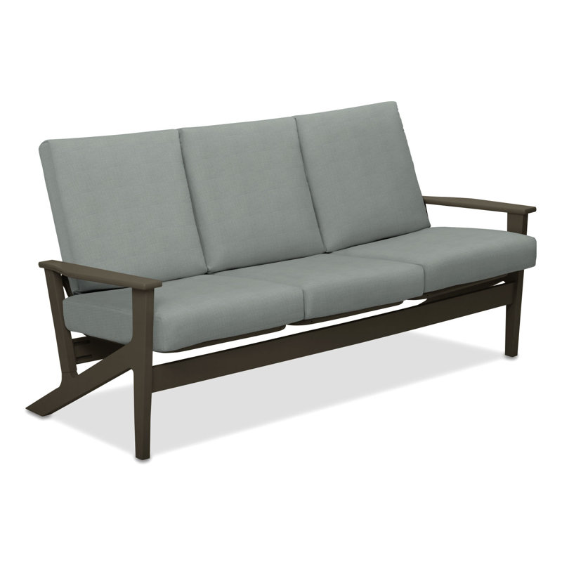 Chrisa 74.5'' Wide Patio Sofa with Cushions, Mist, Beachwood