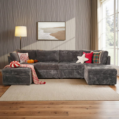 Nathasa 6-Piece Upholstered Corduroy Sectional