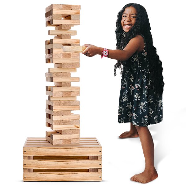 Costway Giant Wooden Tumbling Timber Toy 54-Pieces Blocks Game