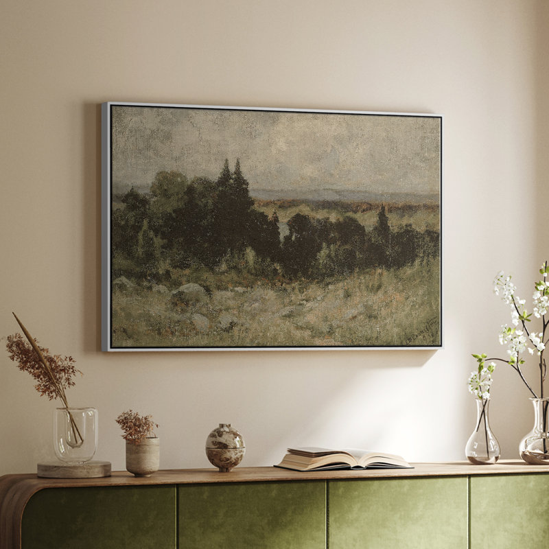 Paysage rétro - DCCCXXVI - Toile tendue avec châssis, H 27 po x l 41 po x P 2 po, Toile encadrée flottée blanche
