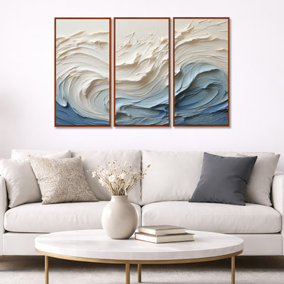 Clareen - Coastal Waves Canvas Wall Art Set (Set of 3)