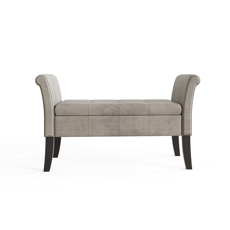 Laconia Upholstered Storage Bench, Silver