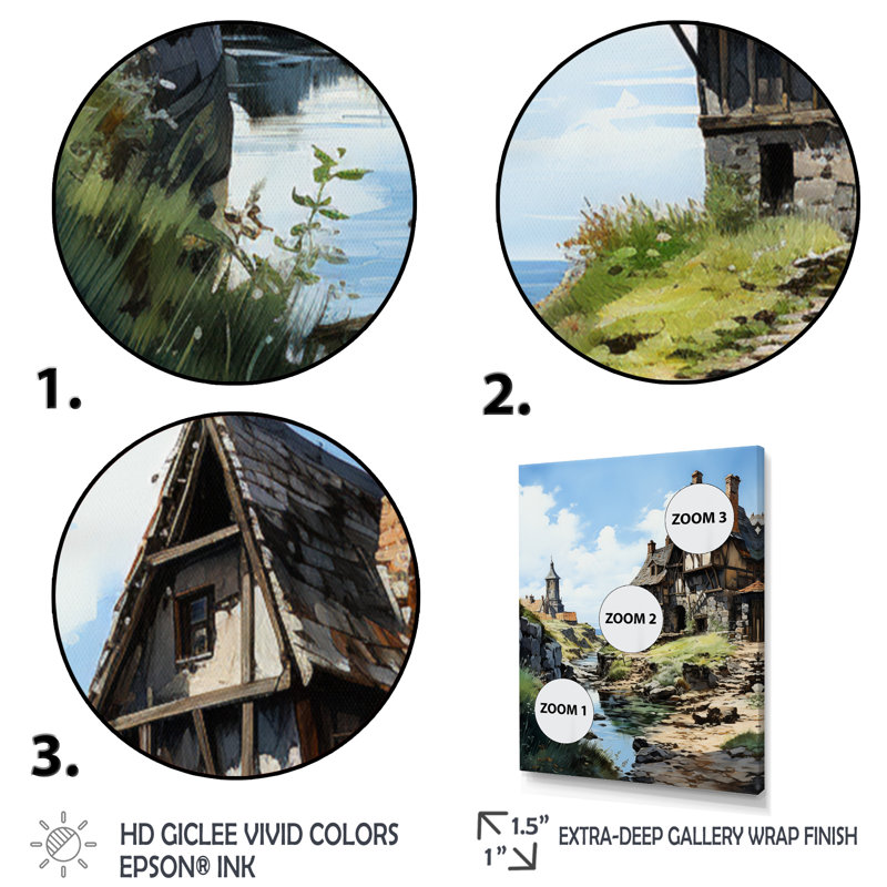 «French Coastal Village In Brittany III - France», reproduction d'art sur toile, Toile tendue, H 44 po x l 34 po x P 1,5 po