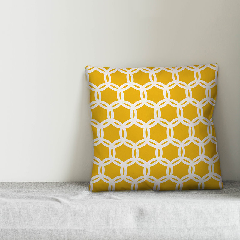 Yellow Geometric Polyester Euro Pillow Cover 16" x 16"