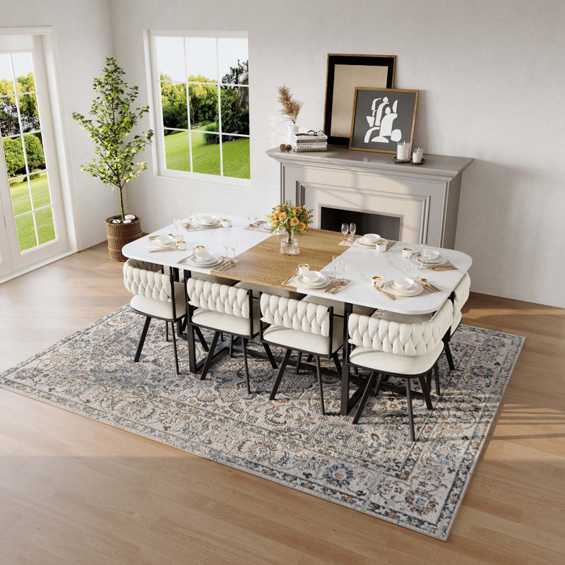 Ensemble de table de salle à manger 9PCS, White