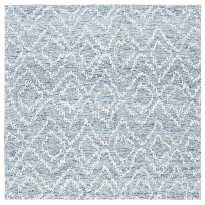 Metro Hand Tufted Wool/Cotton Ikat Rug in Blue/Ivory